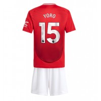 Dres Manchester United Leny Yoro #15 Domáci pre deti 2024-25 Krátky Rukáv (+ trenírky)